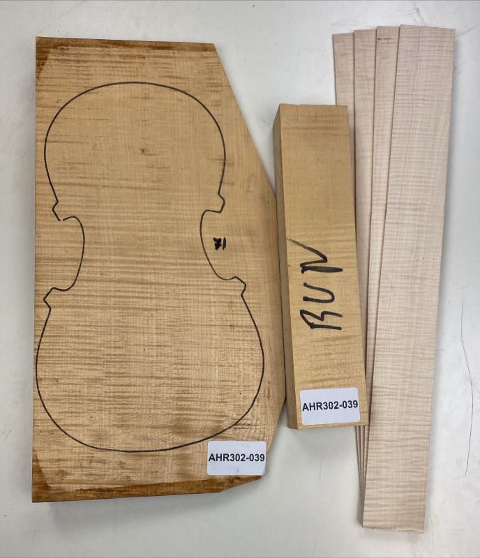 Satz B+Z+H Riegelahorn Violine, 1-tlg. Boden Einzelstück #039